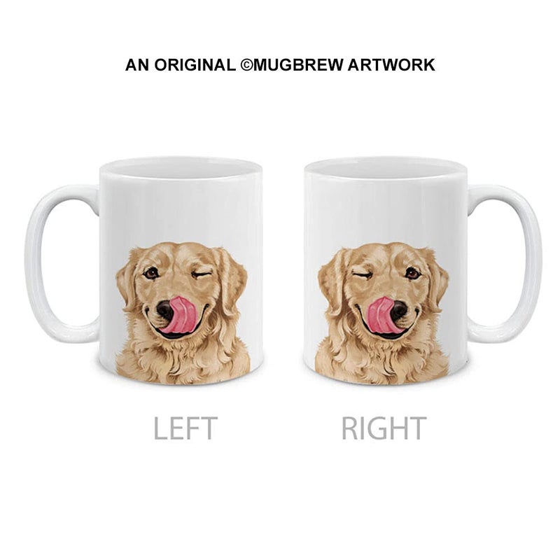 MUGBREW Cute Winking Golden Retriever Ceramic Coffee Mug Tea Cup, 11 OZ - Image 1